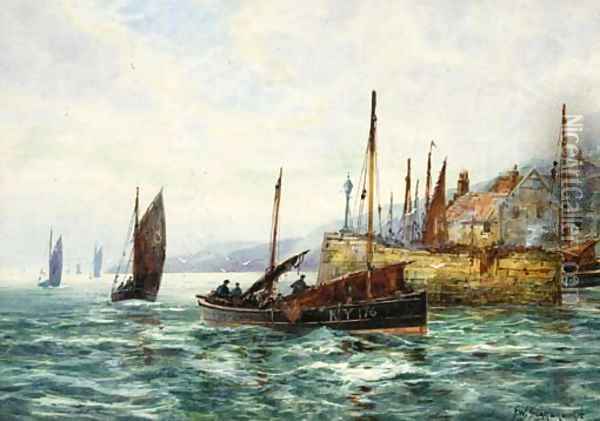 Return from the fishing, Pittenween, Fife Oil Painting - Frank William Scarbrough