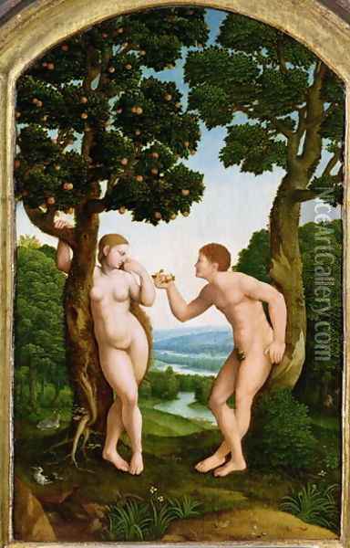 Adam and Eve in Paradise Oil Painting - Jan Van Scorel