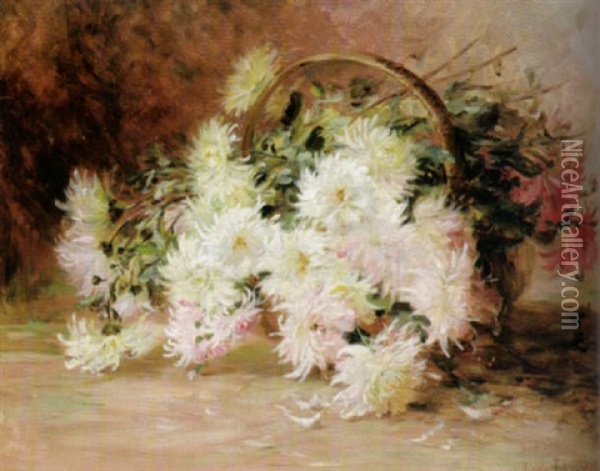 Korb Mit Chrysanthemenbluten Oil Painting - Louis Letsch