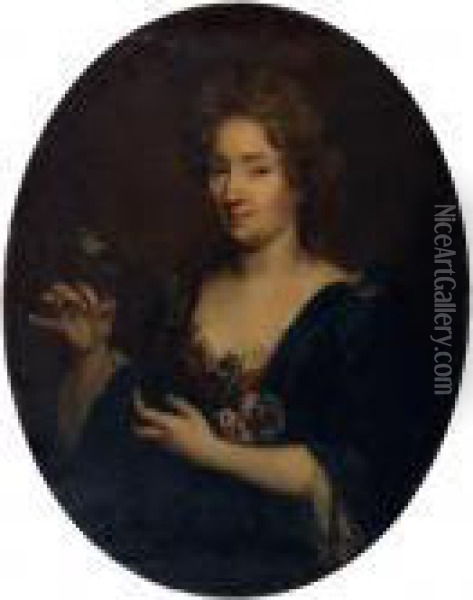 Portrait De Femme A La Fleur D'oranger Oil Painting - Pierre Le Romain I Mignard
