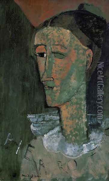 Pierrot (aka Self Portrait as Pierrot) Oil Painting - Amedeo Modigliani