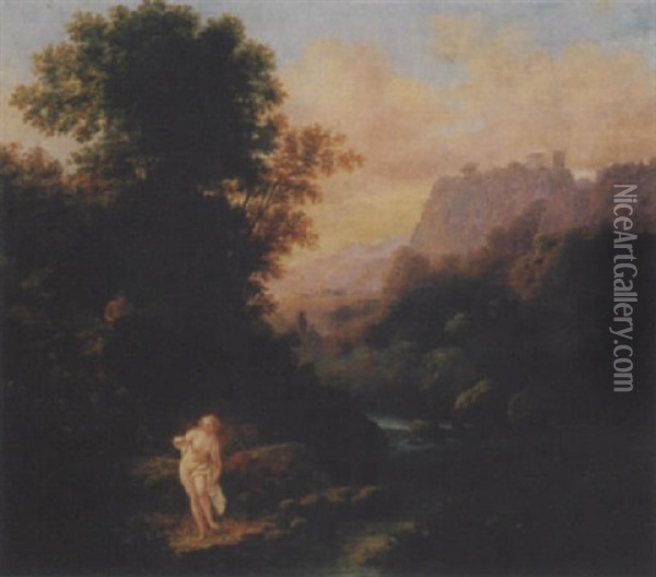 Flusslandschaft Mit Badenden Oil Painting - Franz Rucker