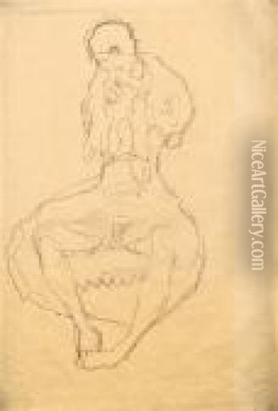 Sitzender Halbakt Oil Painting - Gustav Klimt