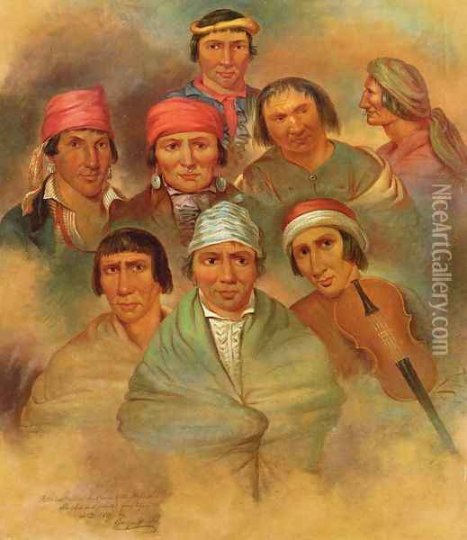 Eight Potawatomi Natives Oil Painting - George Winter