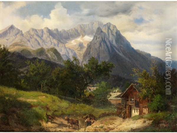 Hochgebirgslandschaft Oil Painting - Bernhard Muehlig