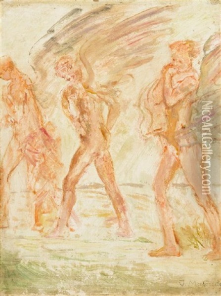 Angels And Tobias Oil Painting - Jacek Malczewski