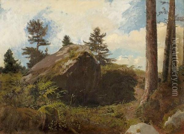 Landschaft Mit Findling. Oil Painting - Gustav Heinrich Ott