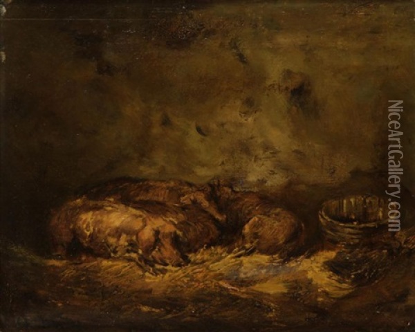 Cochons Dans La Porcherie Oil Painting - Charles Emile Jacque