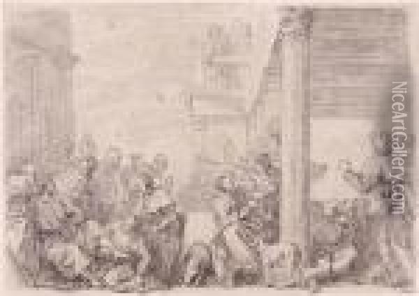 Le Repas Chez Simon, D'apres Veronese Oil Painting - Jean-Honore Fragonard
