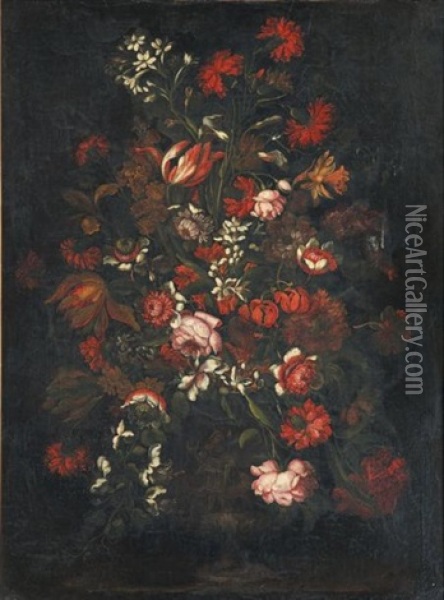 Bouquet De Fleurs Sur Un Entablement Oil Painting - Pier Francesco Cittadini