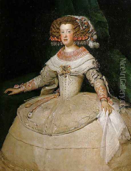 Maria Teresa of Spain (with 'the two watches') Oil Painting - Diego Rodriguez de Silva y Velazquez