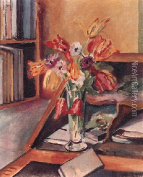 Vase De Tulipes Oil Painting - Henri Charles Manguin