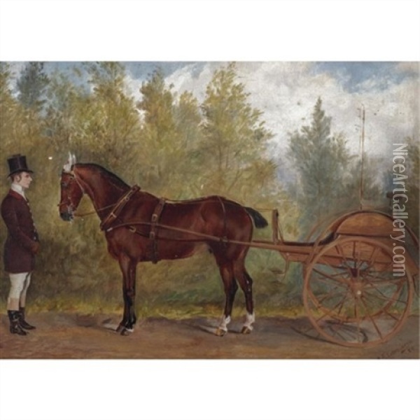 Horse, Carriage And Master Oil Painting - Henry Frederick Lucas Lucas