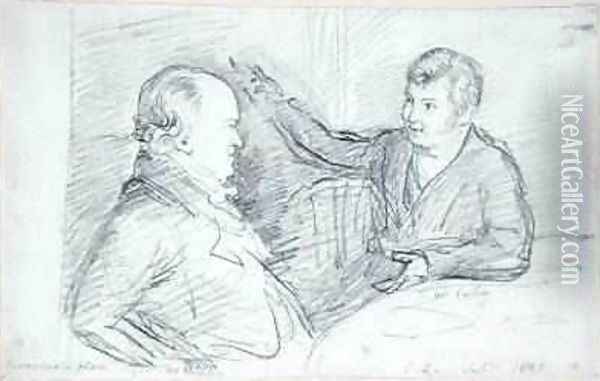 William Blake 1757-1827 in Conversation with John Varley 1778-1842 Oil Painting - John Linnell