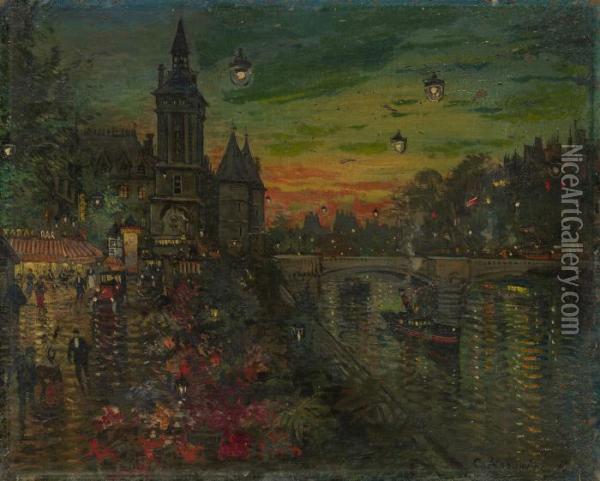 Le Pont Neuf, Paris Oil Painting - Konstantin Alexeievitch Korovin