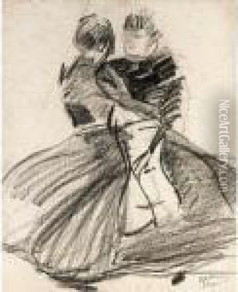 Two Girls Dancing Oil Painting - Isaac Israels
