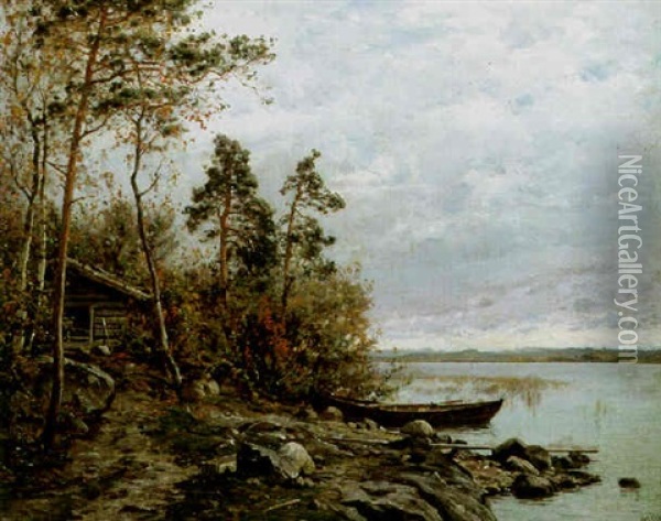 Hostmorgon Oil Painting - Magnus Hjalmar Munsterhjelm
