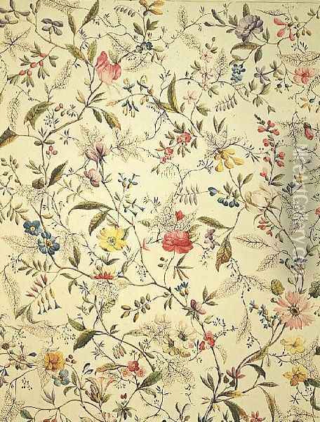 Wild flowers design for silk material Oil Painting - William Kilburn