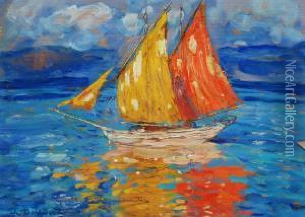 Barca A Vela Oil Painting - Angelo Dall'Oca Bianca