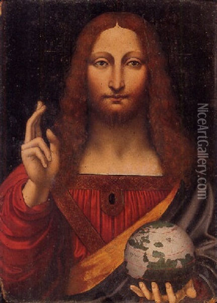 Christ As Salvator Mundi Oil Painting - Leonardo Da Vinci