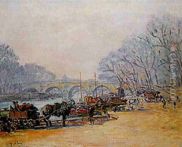 Le Debarcadere Au Port Au Change Oil Painting - Gustave Madelain