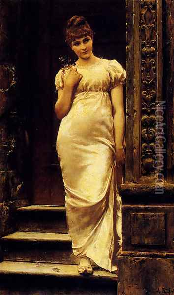A Young Beauty In A Doorway Oil Painting - Alfred Seifert