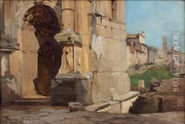 Le Forum Romain Et L'arc De Triomphe De Septime Severe Oil Painting - Albert Pierre Rene Maignan