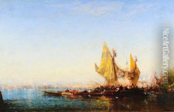 Venise, Bragosi Et Sandoli, Bassin Oil Painting - Felix Ziem