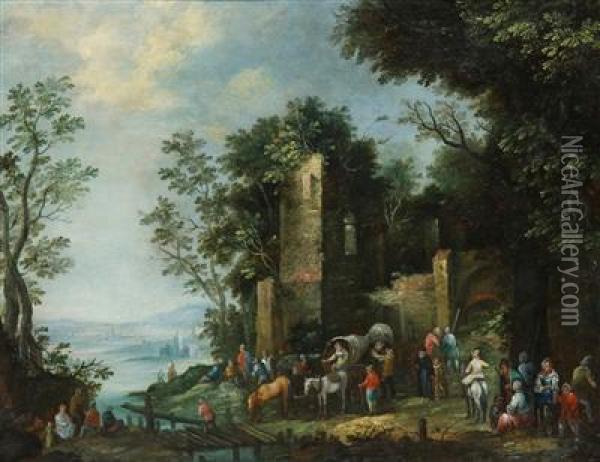 Landscaspe With A Castle Ruin Oil Painting - Johann Jakob Hartmann