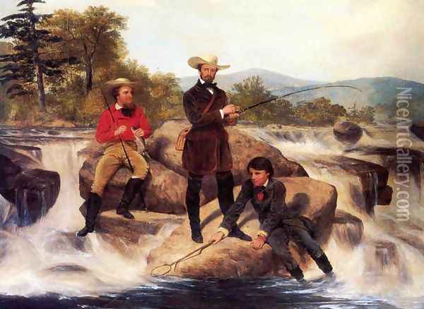 Trout Fishing Oil Painting - Junius Brutus Stearns