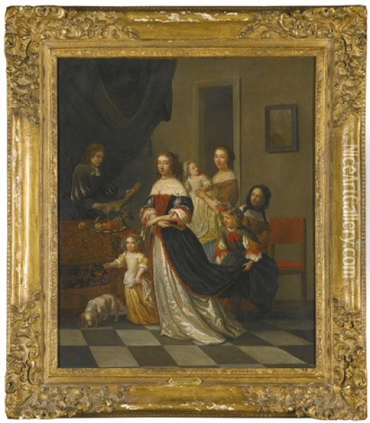 Portrait Of A Family Oil Painting - Eglon Hendrik van der Neer