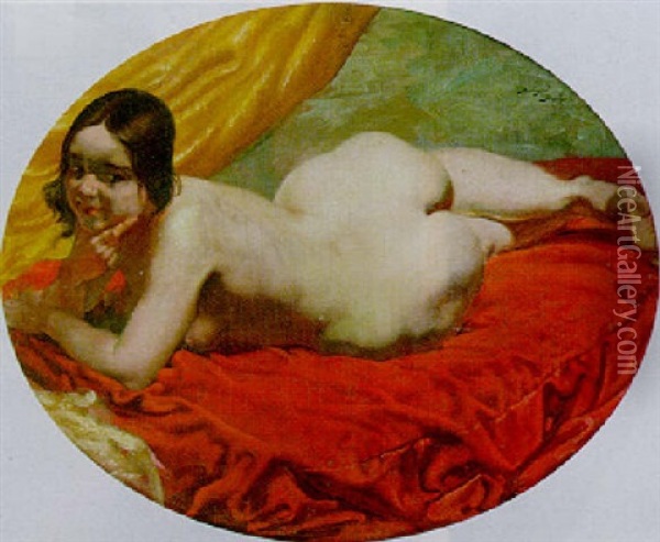 A Female Nude Oil Painting - Alexander Evgenievich Iacovleff