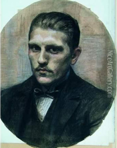 Portrait D'homme Dans Un Ovale. Oil Painting - France Leplat