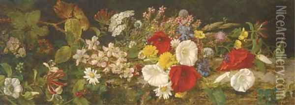 A spray of wildflowers on a bank Oil Painting - Alfred Morgan
