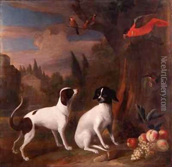 Two Dogs in a Landscape Oil Painting - Giovanni Boggi