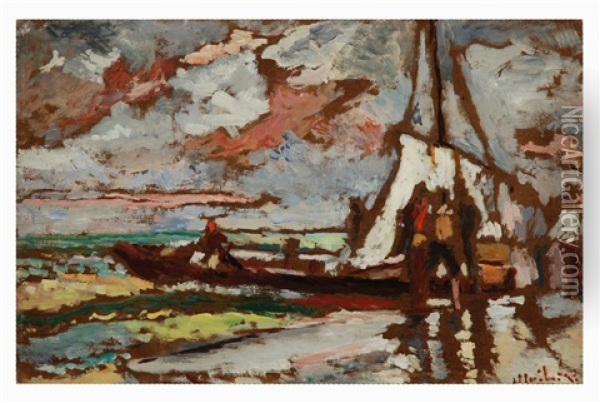 Figure Sulle Barche Oil Painting - Ulvi Liegi (Luigi Levi)