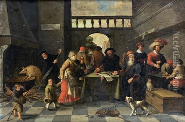 Scene D'interieur Oil Painting - Joost Cornelisz. Droochsloot
