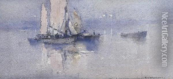 Across The Bay At Williamstown, Victoria Oil Painting - Reginald Ward Sturgess