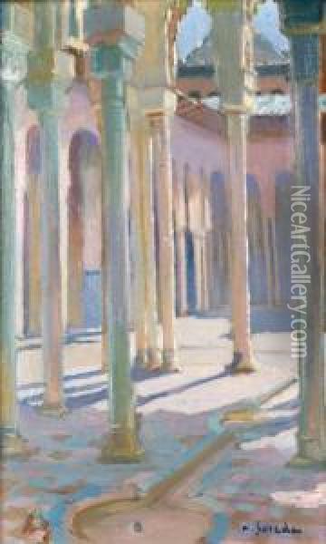 Patio D'un Palais Arabo-andalou Oil Painting - Andre Sureda