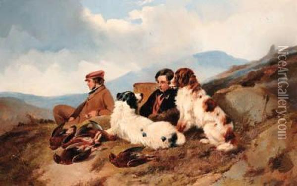 Pheasant Shooting; And The Day's Bag Oil Painting - Richard Ansdell