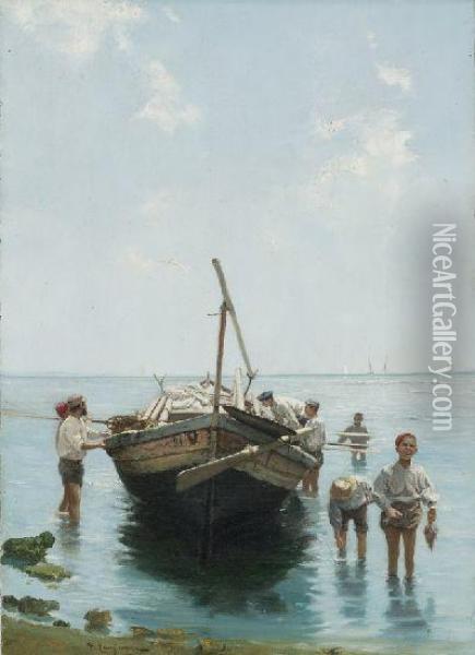 Il Rientro Dalla Pesca Oil Painting - Alceste Campriani