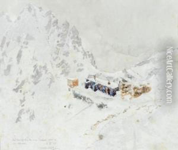 Salzburgerhutte Im Schnee Oil Painting - Eduard Manhart