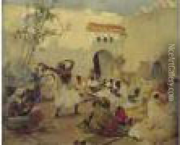 Ecole Americaine Oil Painting - Frederick Arthur Bridgman