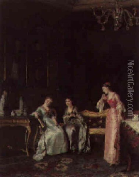 The Elegant Gossips Oil Painting - Albert Raudnitz