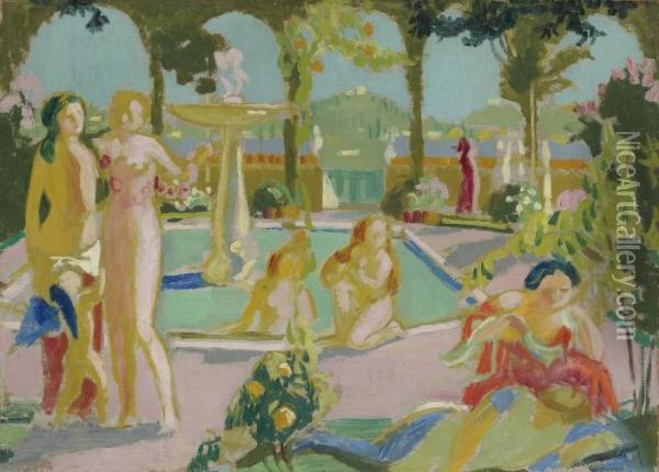 Les Jardins D'armide, Esquisse Oil Painting - Maurice Denis