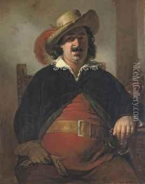The Painter Ignaz Raffalt As Falstaff Oil Painting - Friedrich Ritter von Amerling