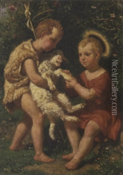 Gesu Bambino E San Giovannino Oil Painting - Filippo Palizzi