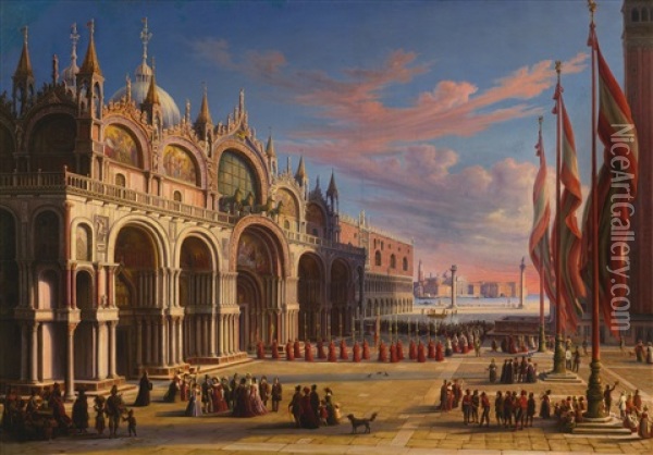 Piazza Di San Marco, Venice Oil Painting - Carl Ludwig Rundt