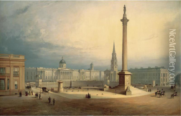 A View Of Trafalgar Square Oil Painting - Charles Deane