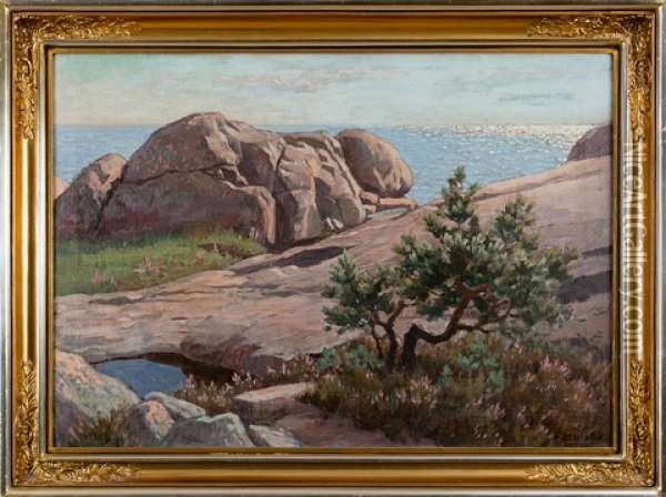 Sunny Cliffs Oil Painting - Vaeinoe Alfred Blomstedt